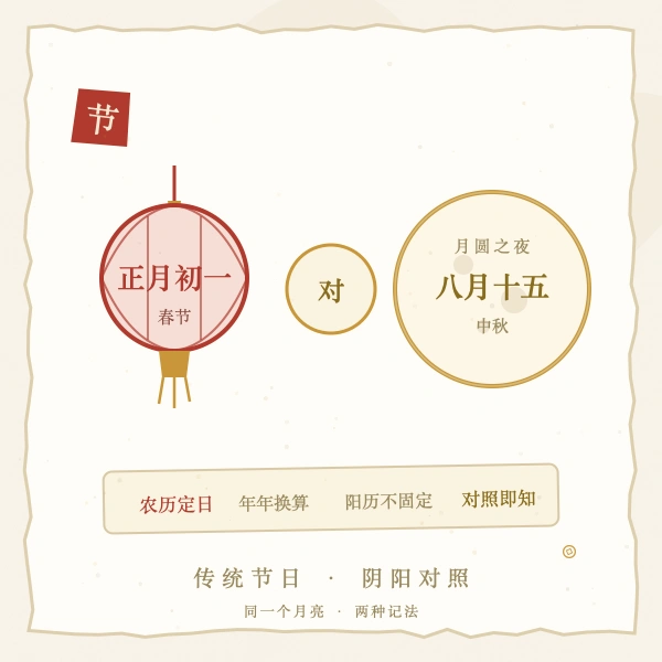 传统节日阴阳历对照