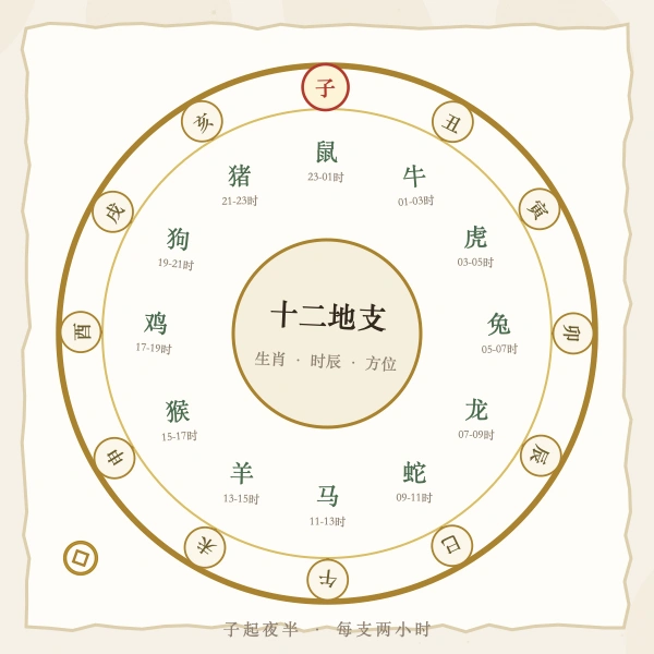 十二地支生肖时辰环