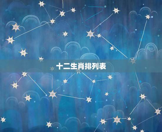 十二生肖排列表，十二生肖排列顺序表图片