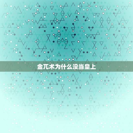 金兀术为什么没当皇上,如何评价金兀术? 金兀术为什么没当皇上,如何评价金兀术?