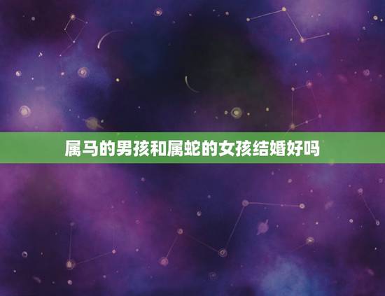 属马的男孩和属蛇的女孩结婚好吗，男属马 女属蛇，要什么属相孩子好