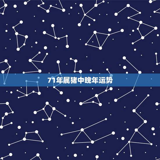 71年属猪中晚年运势，71年属猪的终身寿命
