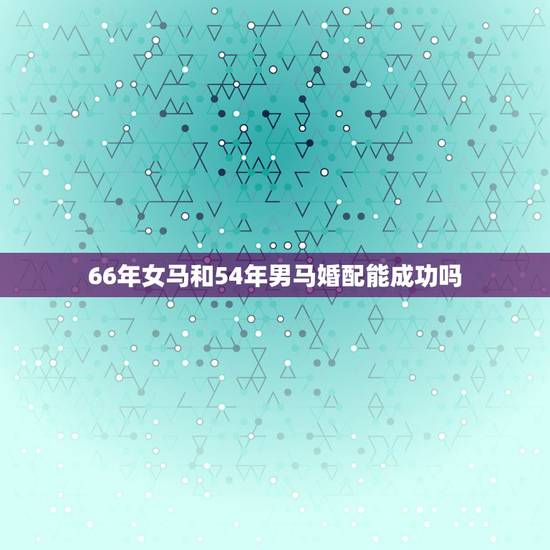 66年女马和54年男马婚配能成功吗，1966年属马男和1969年属鸡女