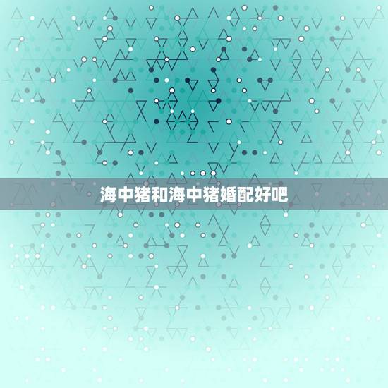 海中猪和海中猪婚配好吧，属猪和属猪相配吗