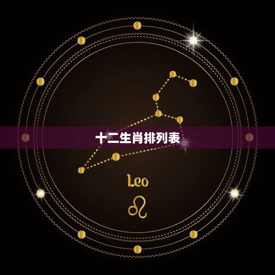 十二生肖排列表，12生肖顺序表