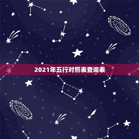 2021年五行对照表查询表，2021年各月份五行属性是什么？