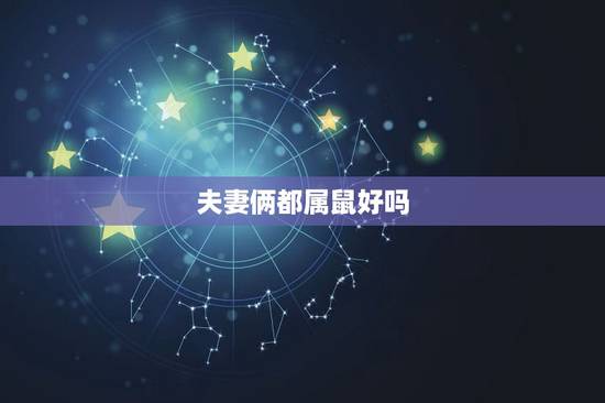 夫妻俩都属鼠好吗，两个属鼠的婚姻怎么样