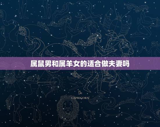 属鼠男和属羊女的适合做夫妻吗，属鼠男和属羊女的合不合
