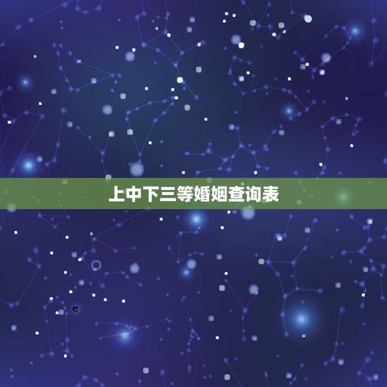 上中下三等婚姻查询表，男女合婚分为上等婚