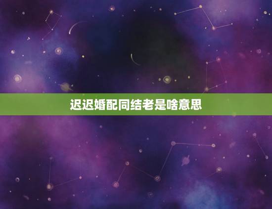 迟迟婚配同结老是啥意思,婚配是什么意思 迟迟婚配同结老是啥意思,婚配是什么意思