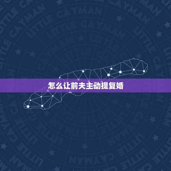 怎么让前夫主动提复婚，离婚没几天，前夫就来找我，也没提复婚。可我们还是