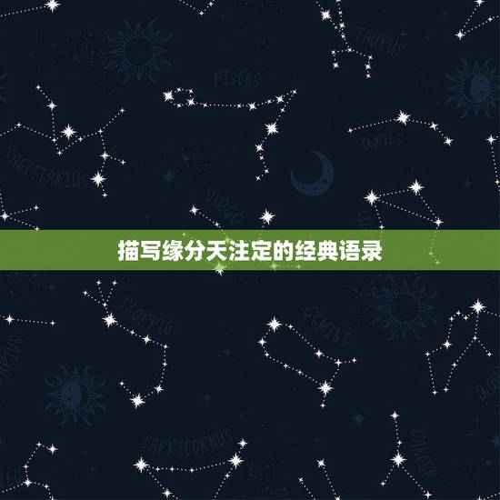 描写缘分天注定的经典语录，缘分天注定的说说