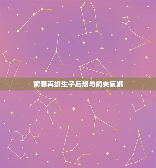 前妻再婚生子后想与前夫复婚,我前夫再婚几年了,他会不会再来找复婚? 前妻再婚生子后想与前夫复婚,我前夫再婚几年了,他会不会再来找复婚?