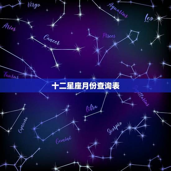 十二星座月份查询表,星座和月份对照表 十二星座月份查询表,星座和月份对照表