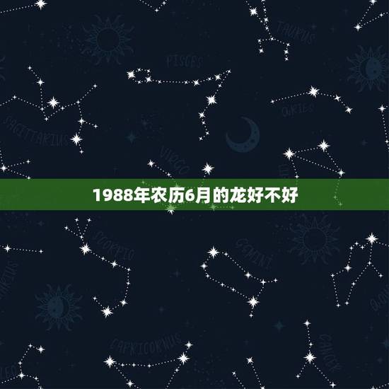 1988年农历6月的龙好不好，1988年在2022 年农历每月运势如何