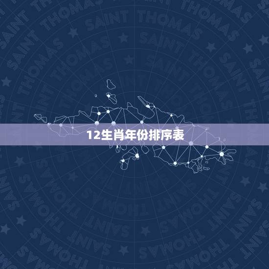 12生肖年份排序表，十二生肖的排列顺序