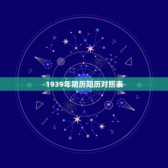 1939年阴历阳历对照表，1939年农历阳历表查询