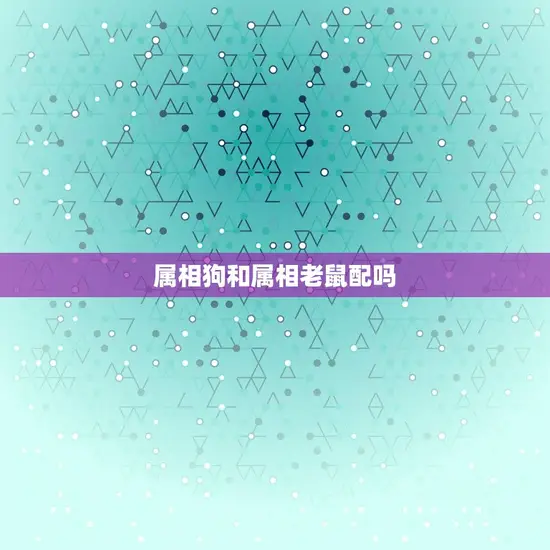 属相狗和属相老鼠配吗