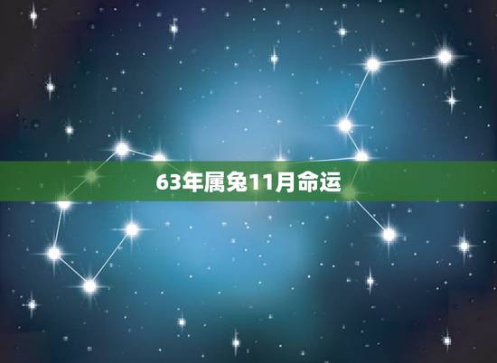 63年属兔11月命运，1987年属兔人的命运