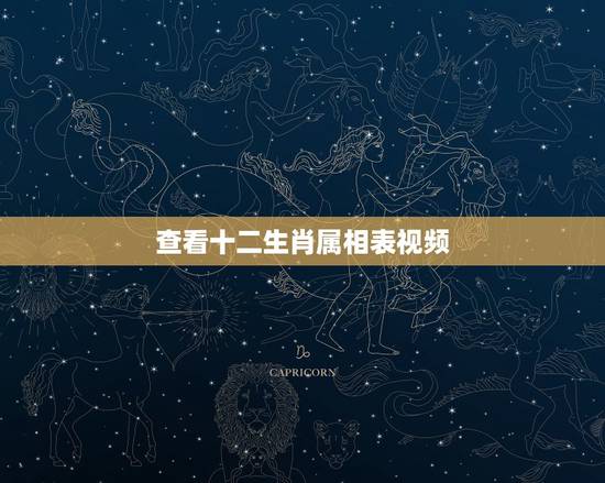 查看十二生肖属相表视频，生肖配对表年份