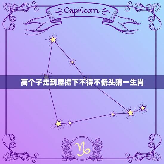 高个子走到屋檐下不得不低头猜一生肖，高个子走到屋檐下—–不得不低