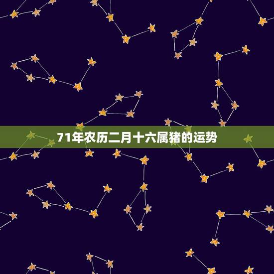 71年农历二月十六属猪的运势 71年农历二月十六属猪的运势