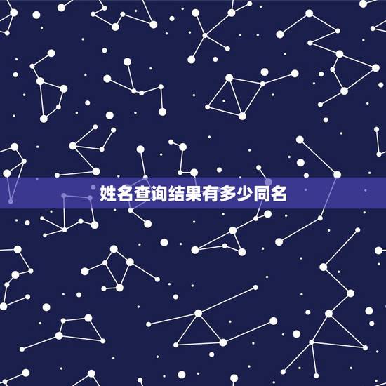 姓名查询结果有多少同名，怎么查询有多少个和自己重名的人？