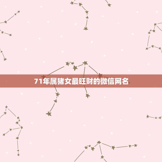 71年属猪女最旺财的微信网名，属猪的用什么微信名字招财