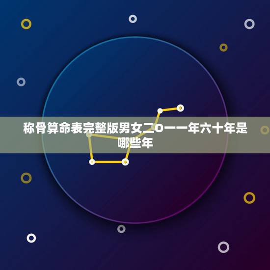 称骨算命表完整版男女二O一一年六十年是哪些年，称骨2023年算命详解