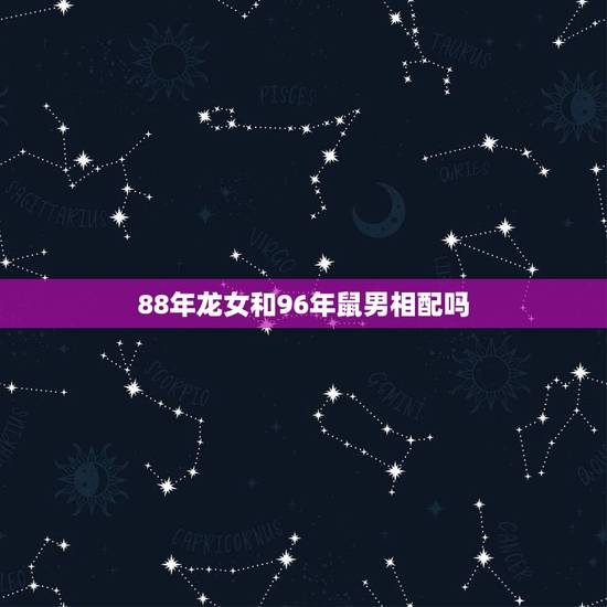 88年龙女和96年鼠男相配吗，1996年男和1988年女合适吗