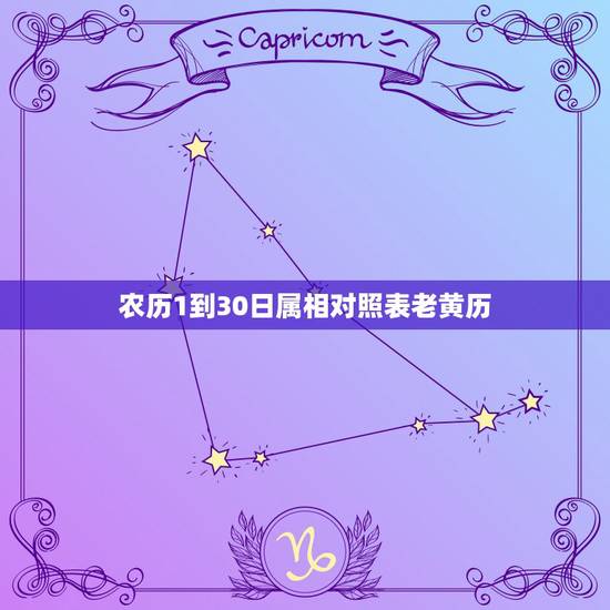 农历1到30日属相对照表老黄历，属相年份年龄(虚岁)对照表