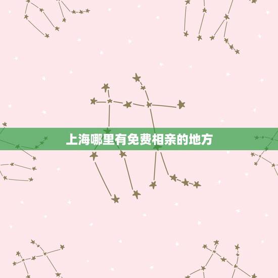 上海哪里有免费相亲的地方，上海除了人民公园还有那些相亲的地方