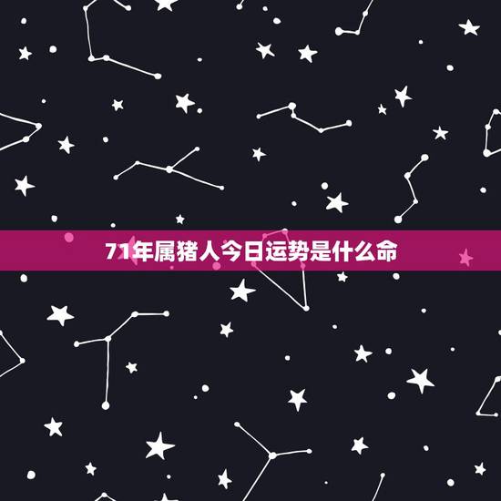71年属猪人今日运势是什么命，1971年属猪人是什么命