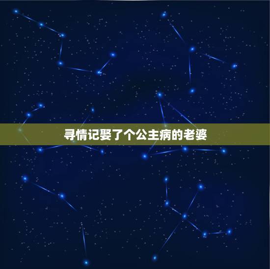 寻情记娶了个公主病的老婆，我娶了一个严重公主病的老婆怎么办