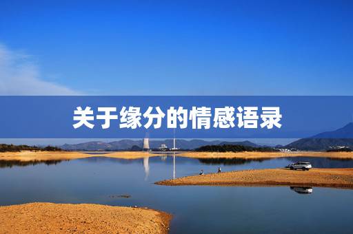 关于缘分的情感语录，形容珍惜缘分感情的句子