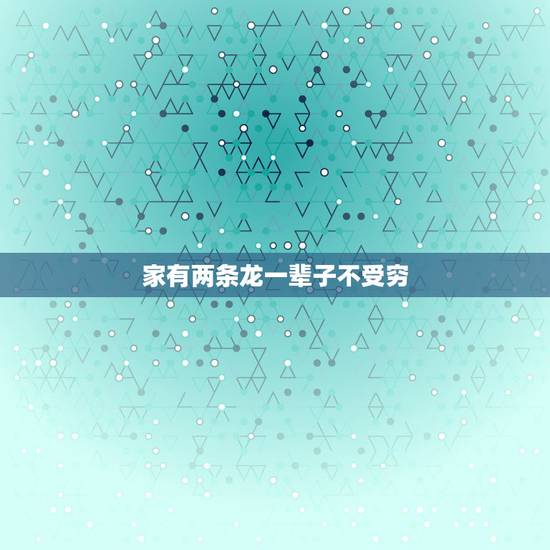 家有两条龙一辈子不受穷，两条龙在一起怎么化解