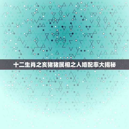 十二生肖之亥猪猪属相之人婚配率大揭秘，属猪的属相婚配表，属猪的和什么属