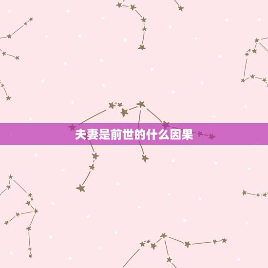 夫妻是前世的什么因果,夫妻前世今生因果报应 夫妻是前世的什么因果,夫妻前世今生因果报应