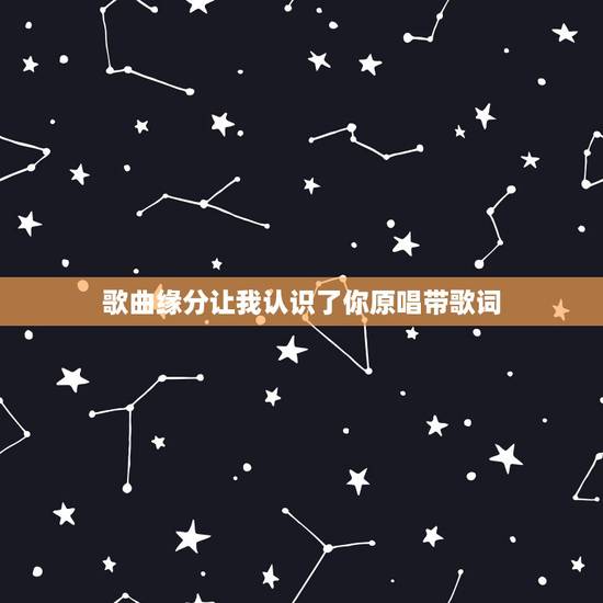 歌曲缘分让我认识了你原唱带歌词，歌词里有缘份让你来到我身攰是什么歌