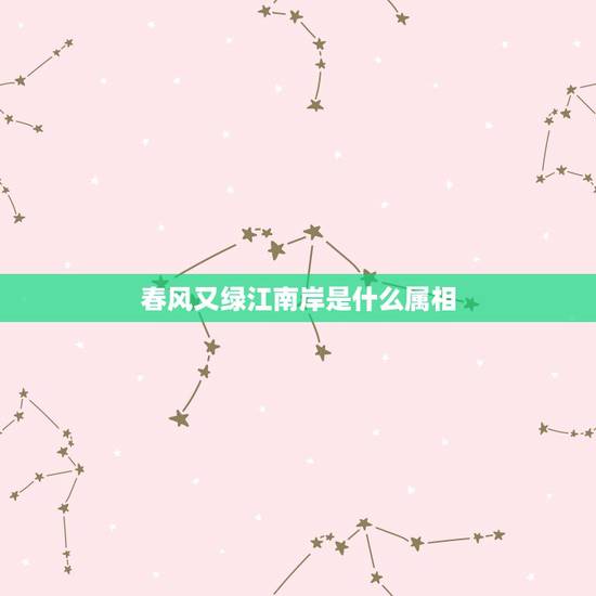 春风又绿江南岸是什么属相，春风又绿江南岸，明月何时照我还。是什么意思？