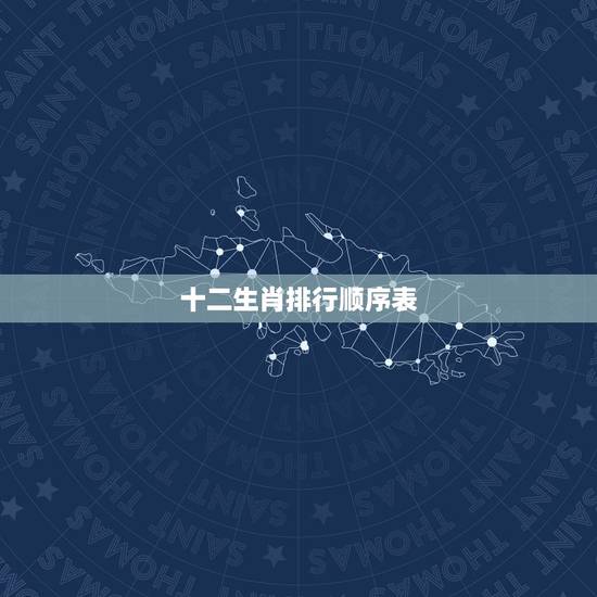 十二生肖排行顺序表，十二生肖排行顺序