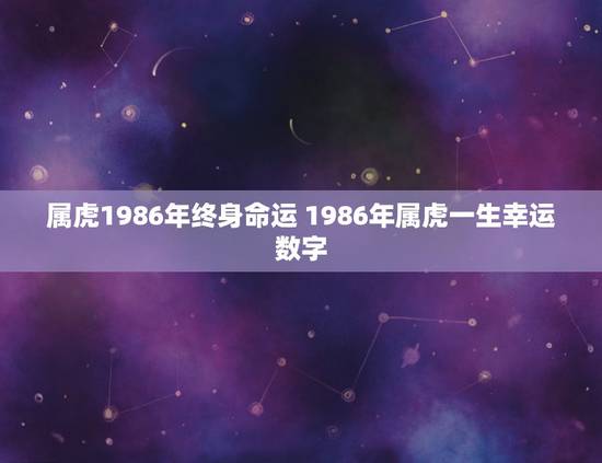 属虎1986年终身命运 1986年属虎一生幸运数字