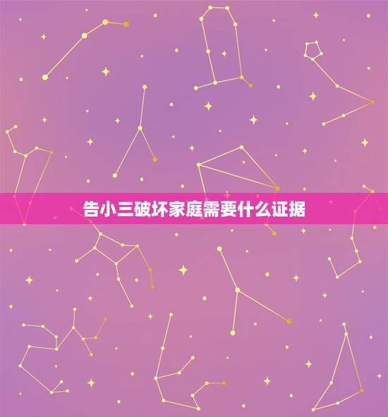 告小三破坏家庭需要什么证据，如果有小三破坏家庭，去法院能起诉小三吗