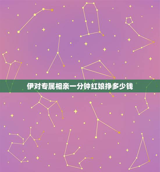 伊对专属相亲一分钟红娘挣多少钱，伊对相亲怎么收费的？