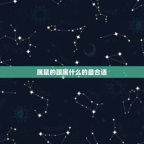 属鼠的跟属什么的最合适，属鼠的女孩子和什么属相最适合？