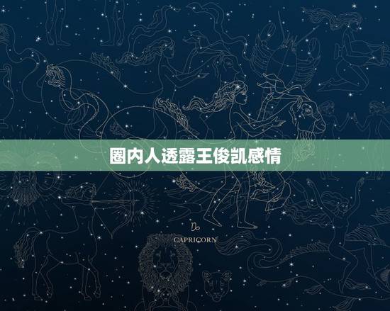 圈内人透露王俊凯感情，王俊凯娶圈内的女友几率大？还是娶圈外的女友比较大