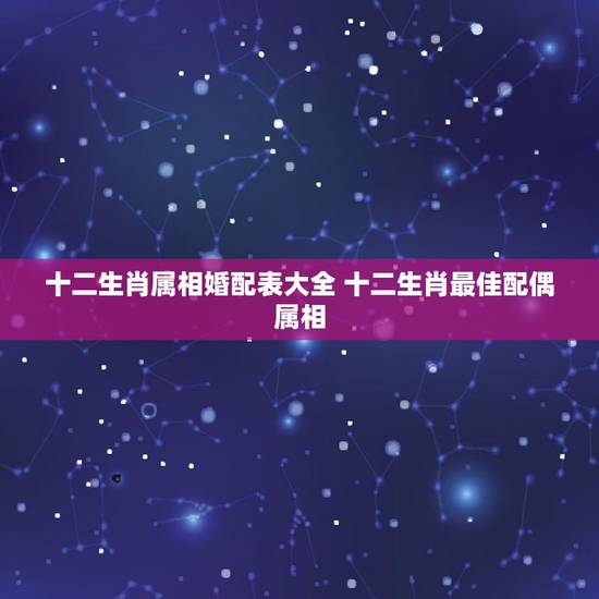 十二生肖属相婚配表大全 十二生肖最佳配偶属相