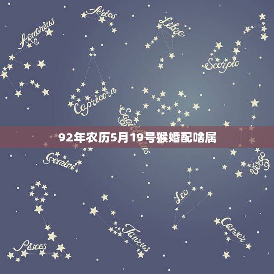 92年农历5月19号猴婚配啥属，92年属猴跟95年属猪要挑什么日子结婚