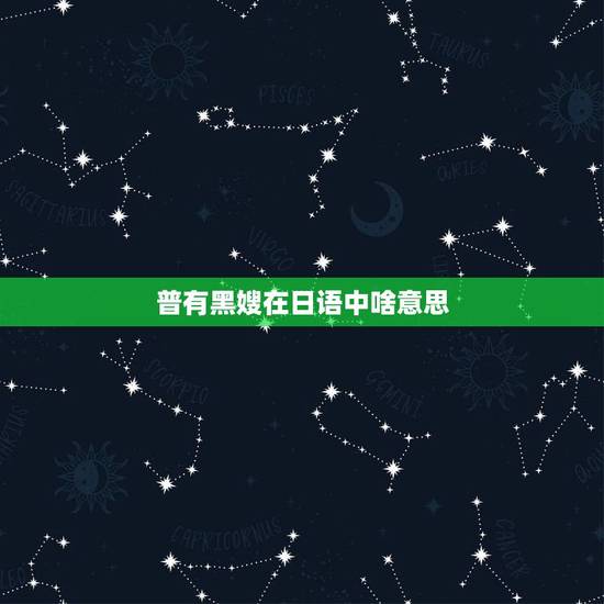 普有黑嫂在日语中啥意思，有人叫我黑嫂，该怎样回答