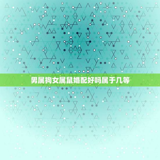 男属狗女属鼠婚配好吗属于几等，男属狗和女属鼠相配婚姻如何？